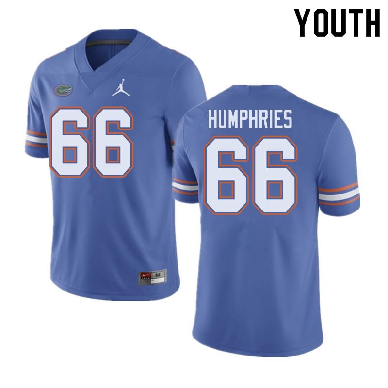 NCAA Florida Gators Jaelin Humphries Youth #66 Jordan Brand Blue Stitched Authentic College Football Jersey LOM4564TY